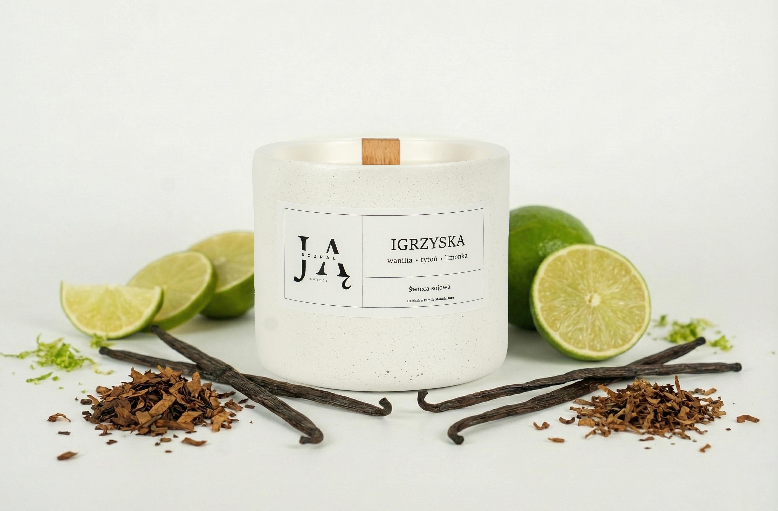 IGRZYSKA | naturalna świeca sojowa z drewnianym knotem