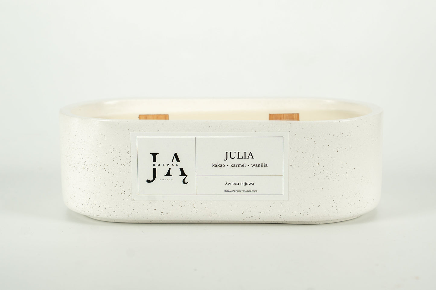 Świeca sojowa "JULIA" świeca z nutą kakao i karmelu - Biała