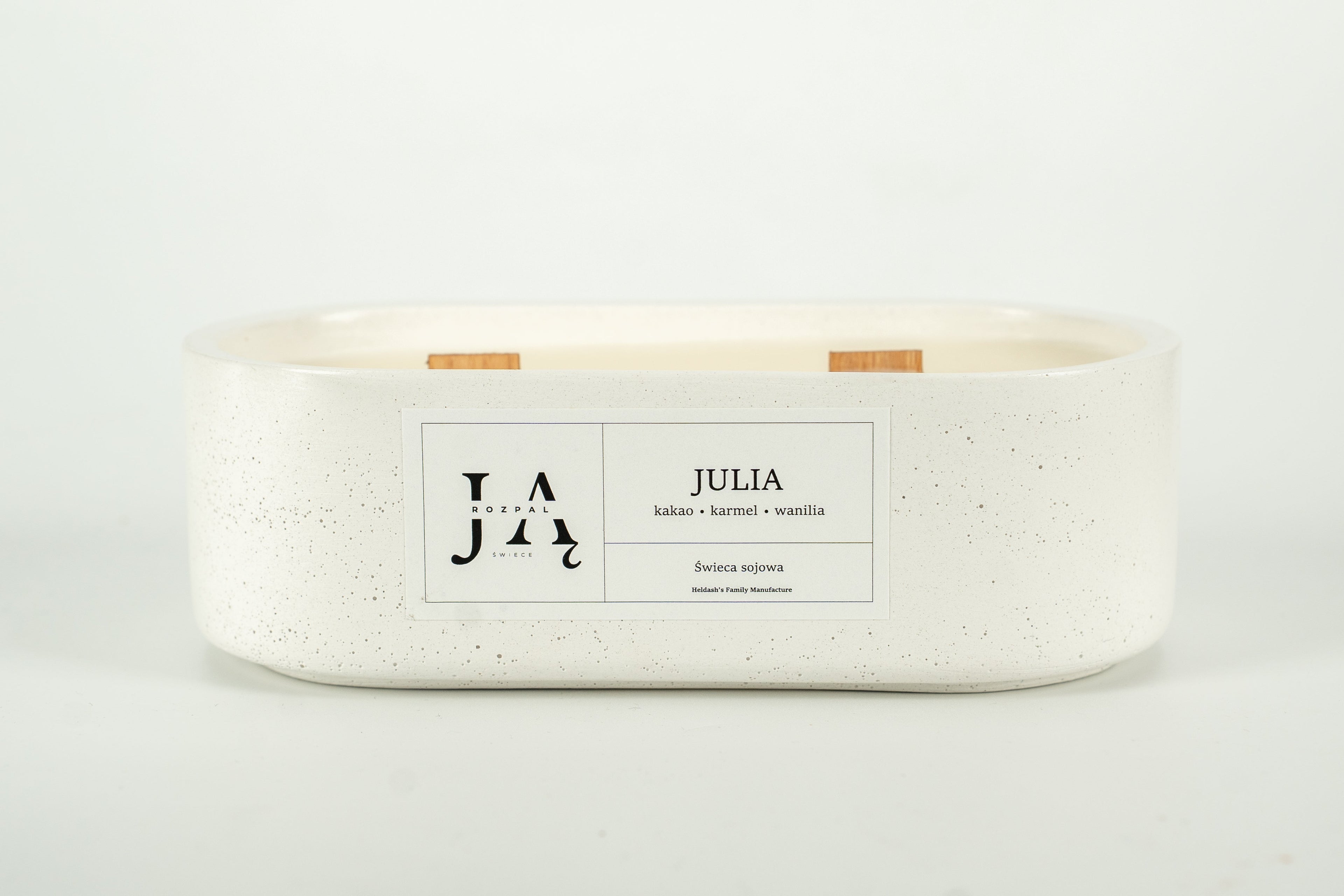 Świeca sojowa "JULIA" świeca z nutą kakao i karmelu - Biała