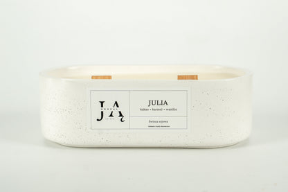 Świeca sojowa "JULIA" świeca z nutą kakao i karmelu - Biała