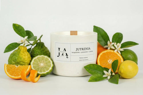 JUTRZNIA | naturalna świeca sojowa o cytrusowej świeżości - Rozpal Ją