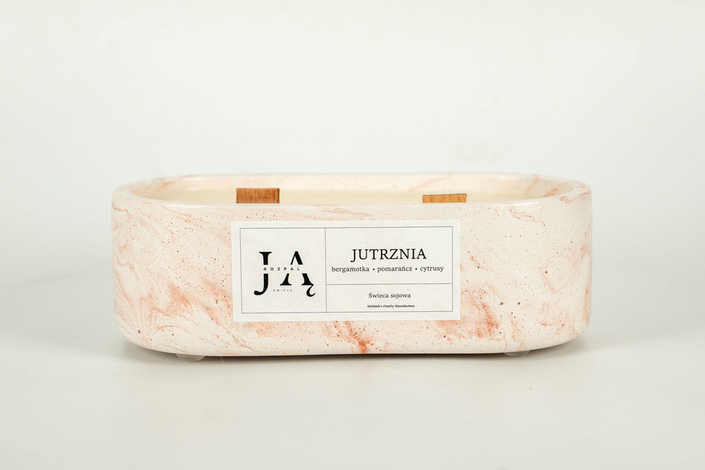 Świeca sojowa "JUTRZNIA" świeca o cytrusowej świeżości - Czerwona