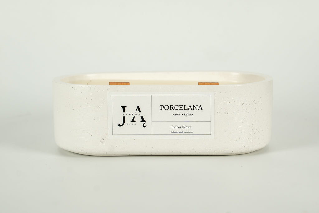 Świeca sojowa "PORCELANA" głęboka, deserowa kompozycja - Biała
