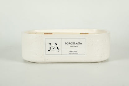 Świeca sojowa "PORCELANA" głęboka, deserowa kompozycja - Biała