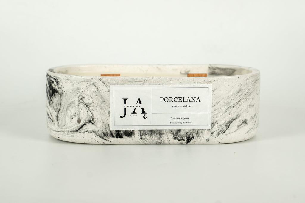 Świeca sojowa "PORCELANA" głęboka, deserowa kompozycja - Czarna