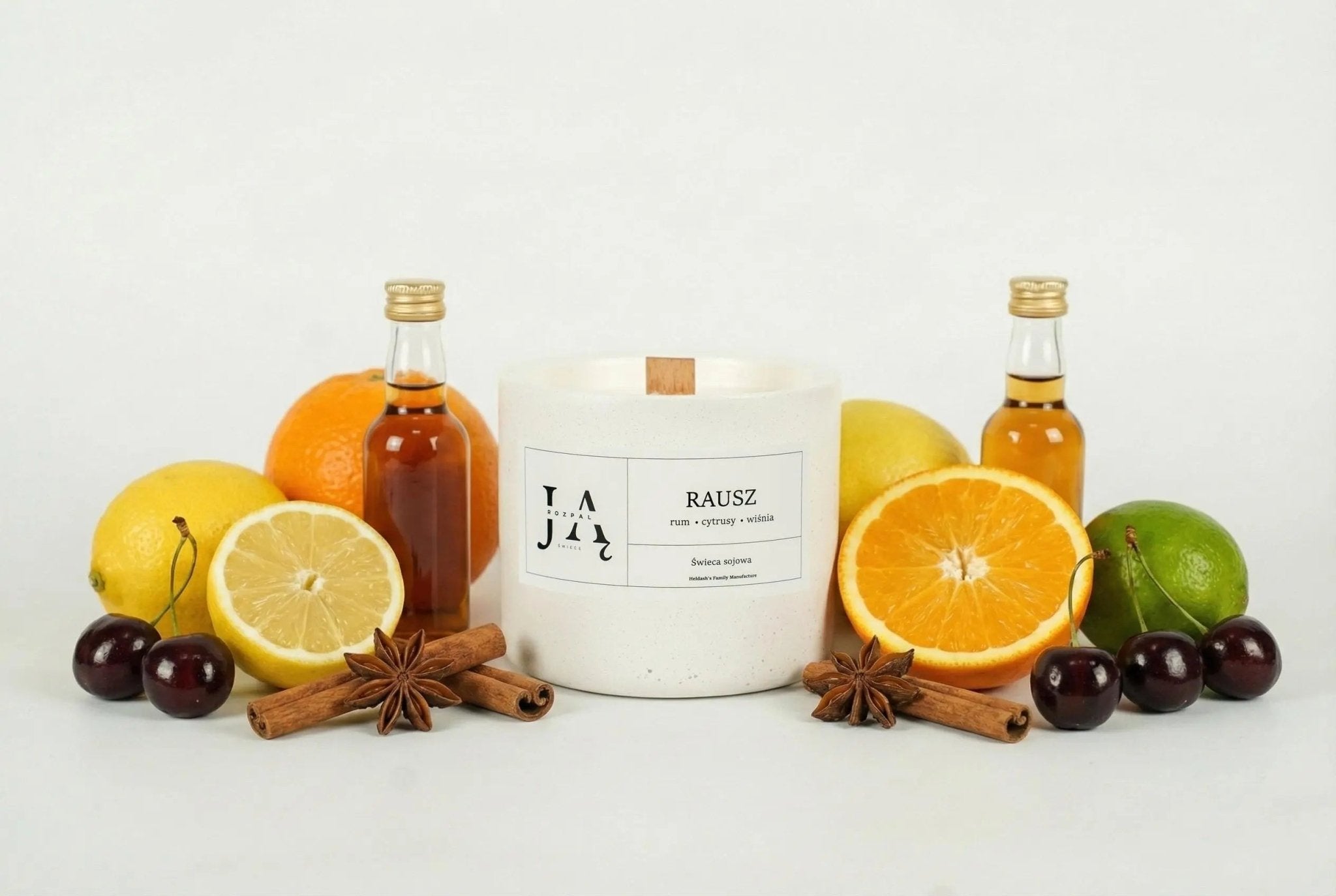 RAUSZ | intensywna świeca sojowa z nutą rumu i wiśni - Rozpal Ją