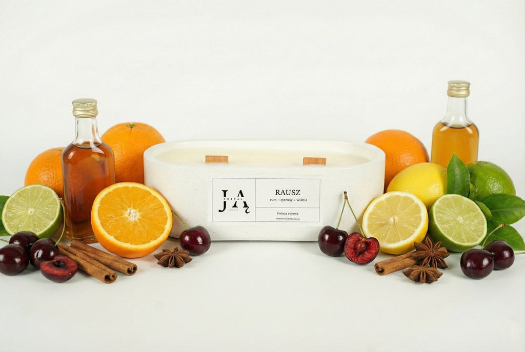 Świeca sojowa "RAUSZ" świeca z nutą rumu i wiśni